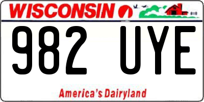 WI license plate 982UYE