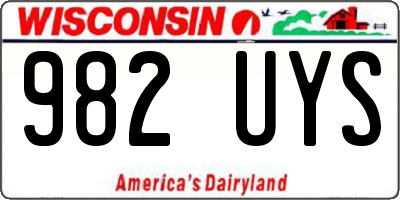 WI license plate 982UYS