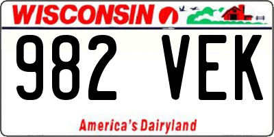 WI license plate 982VEK