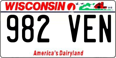 WI license plate 982VEN