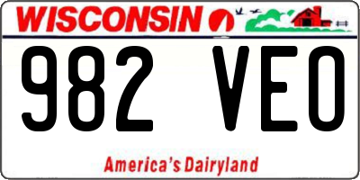 WI license plate 982VEO