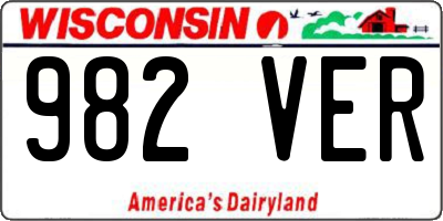 WI license plate 982VER