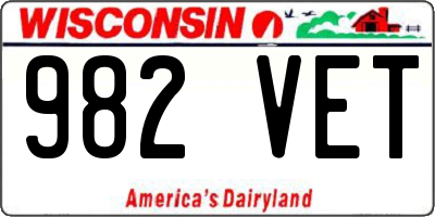 WI license plate 982VET