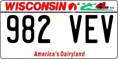 WI license plate 982VEV