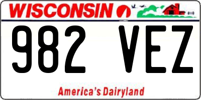 WI license plate 982VEZ