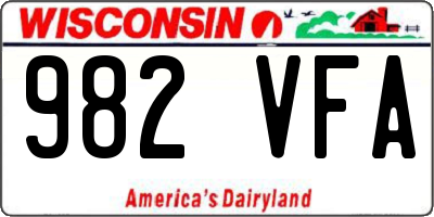 WI license plate 982VFA
