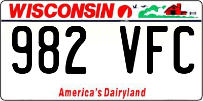 WI license plate 982VFC