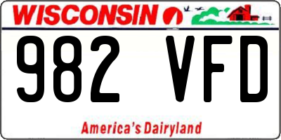 WI license plate 982VFD