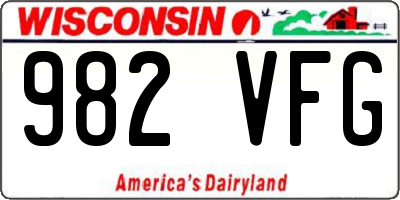WI license plate 982VFG