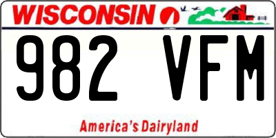 WI license plate 982VFM