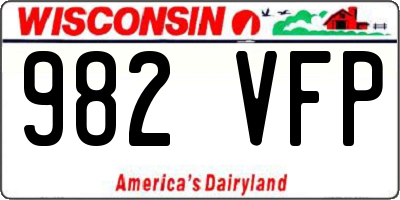 WI license plate 982VFP