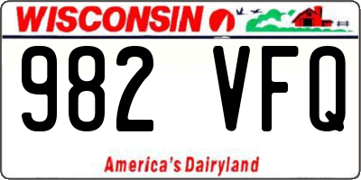 WI license plate 982VFQ