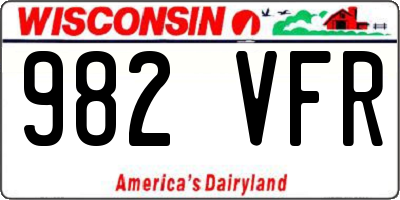 WI license plate 982VFR