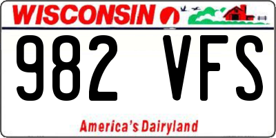 WI license plate 982VFS