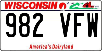 WI license plate 982VFW