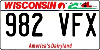 WI license plate 982VFX