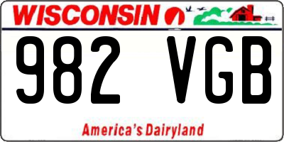 WI license plate 982VGB