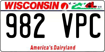 WI license plate 982VPC