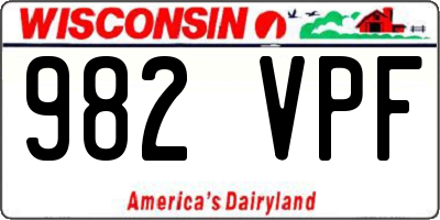 WI license plate 982VPF