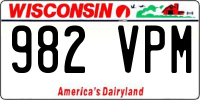 WI license plate 982VPM