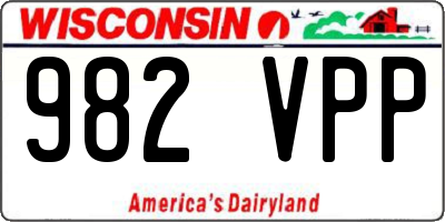 WI license plate 982VPP
