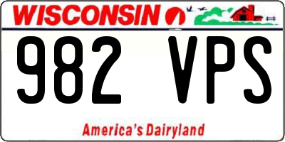 WI license plate 982VPS