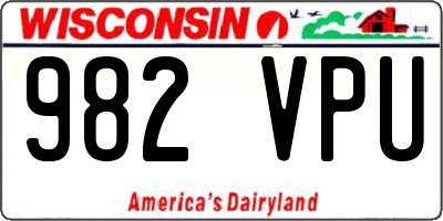 WI license plate 982VPU