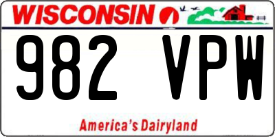WI license plate 982VPW