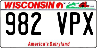 WI license plate 982VPX