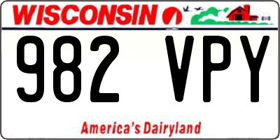 WI license plate 982VPY
