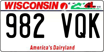 WI license plate 982VQK