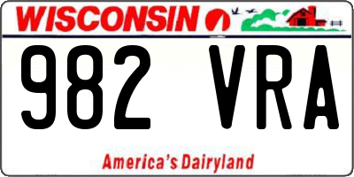 WI license plate 982VRA