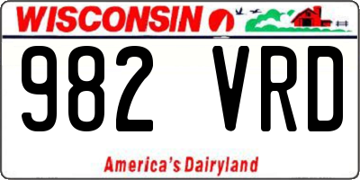 WI license plate 982VRD