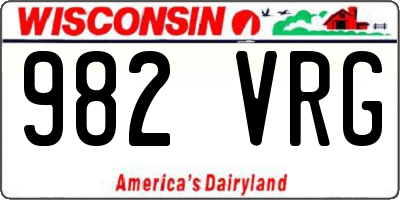 WI license plate 982VRG