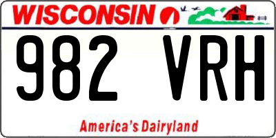 WI license plate 982VRH