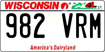 WI license plate 982VRM