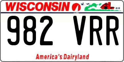 WI license plate 982VRR