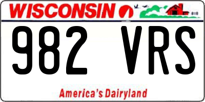 WI license plate 982VRS