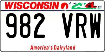 WI license plate 982VRW
