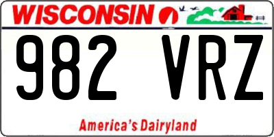 WI license plate 982VRZ