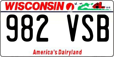 WI license plate 982VSB