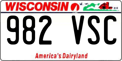 WI license plate 982VSC