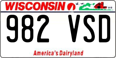 WI license plate 982VSD