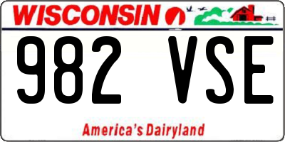 WI license plate 982VSE