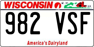 WI license plate 982VSF