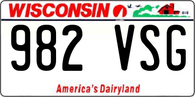 WI license plate 982VSG