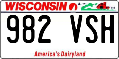 WI license plate 982VSH