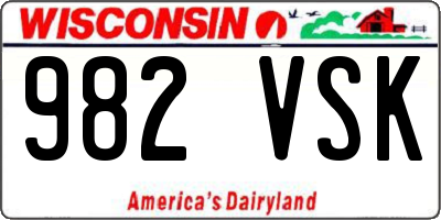 WI license plate 982VSK