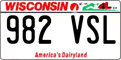 WI license plate 982VSL