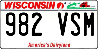 WI license plate 982VSM